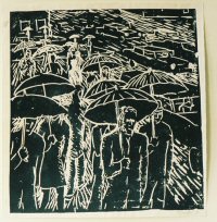 Stra&szlig;en&uuml;bergang bei Regen, 1970