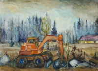 Bagger im Morgennebel, 2016