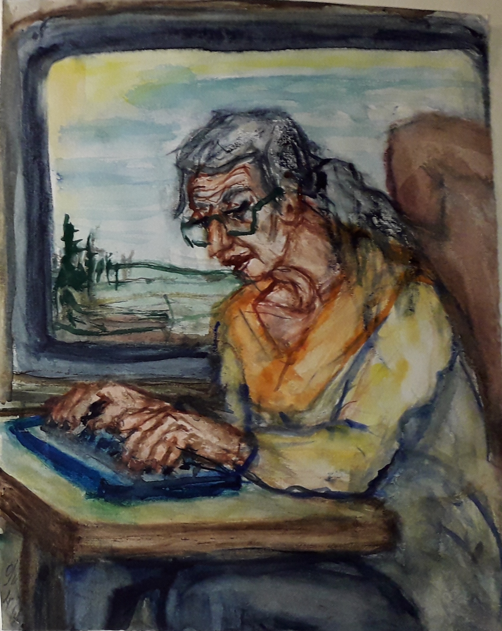 Frau am Tablet, 2018